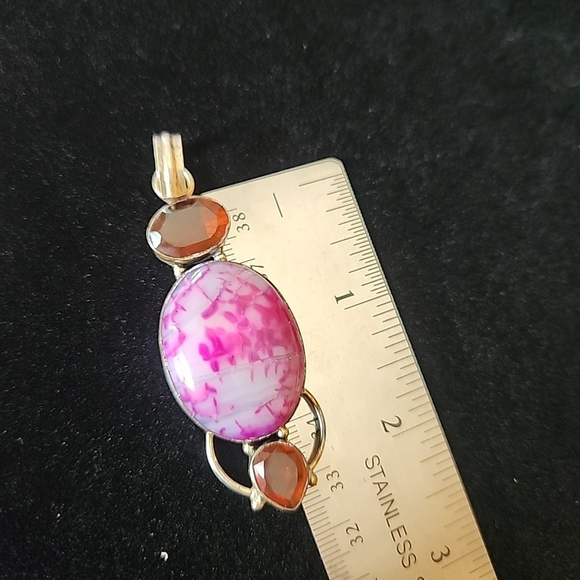 Agate Garnet 925 Sterling Silver Pendant - Picture 6 of 6